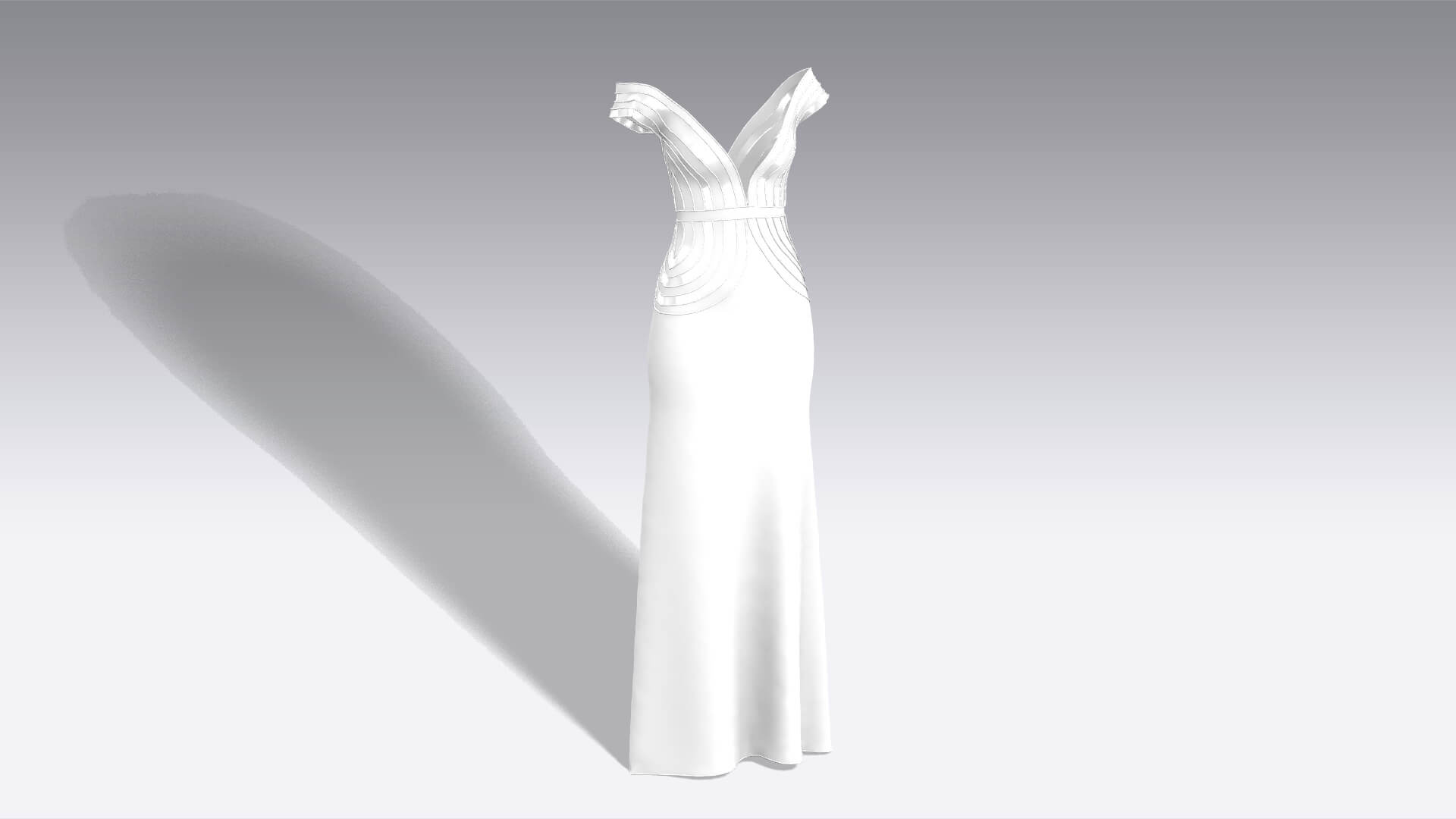 Layer Dress Low Sleeve Detail Long Dress 3D Model