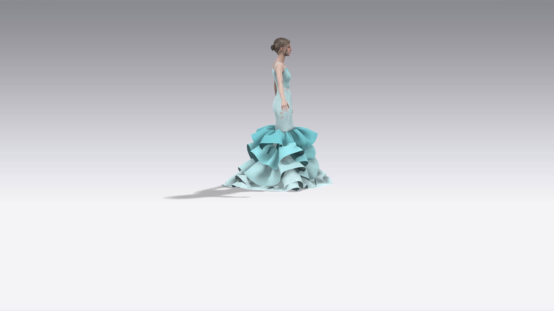Layering Blouse and Fish Skirt Dress Ruffled Look 3D Model