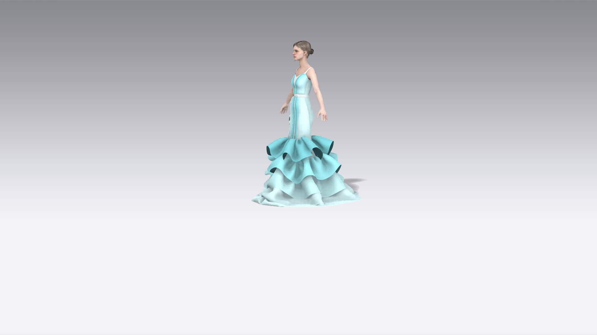 Layering Blouse and Fish Skirt Dress Ruffled Look 3D Model