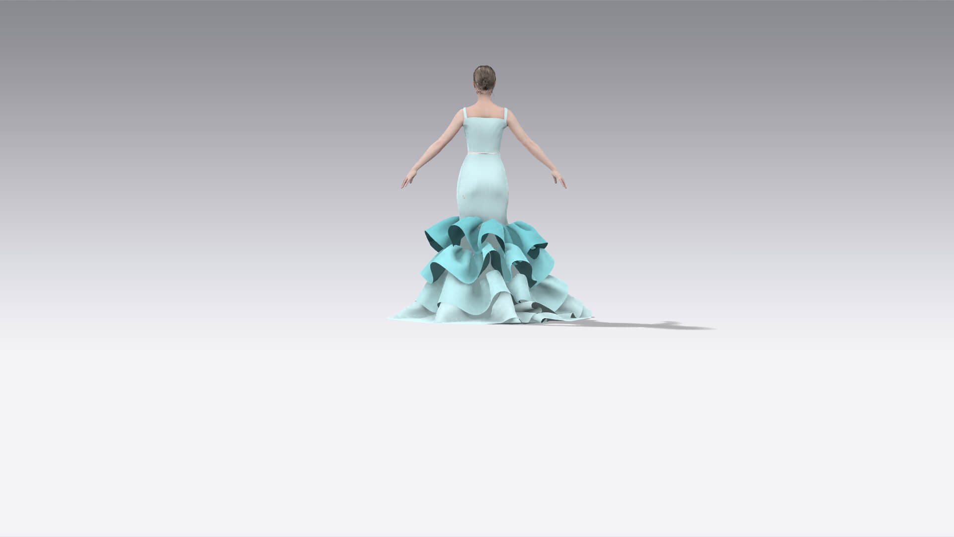 Layering Blouse and Fish Skirt Dress Ruffled Look 3D Model