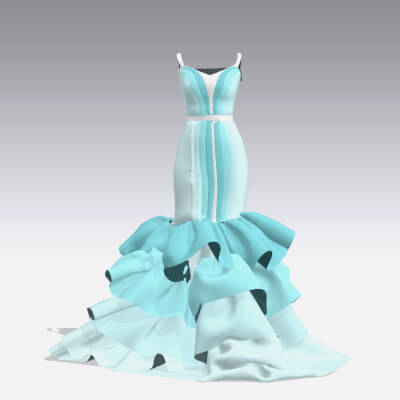 Layering Blouse and Fish Skirt Dress Ruffled Look