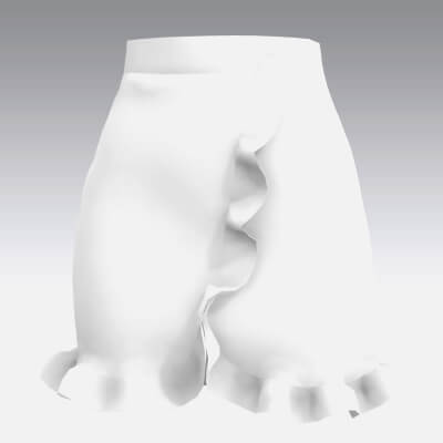 Skirt White Color Envelope Style Skirt Modern Look 3D Model