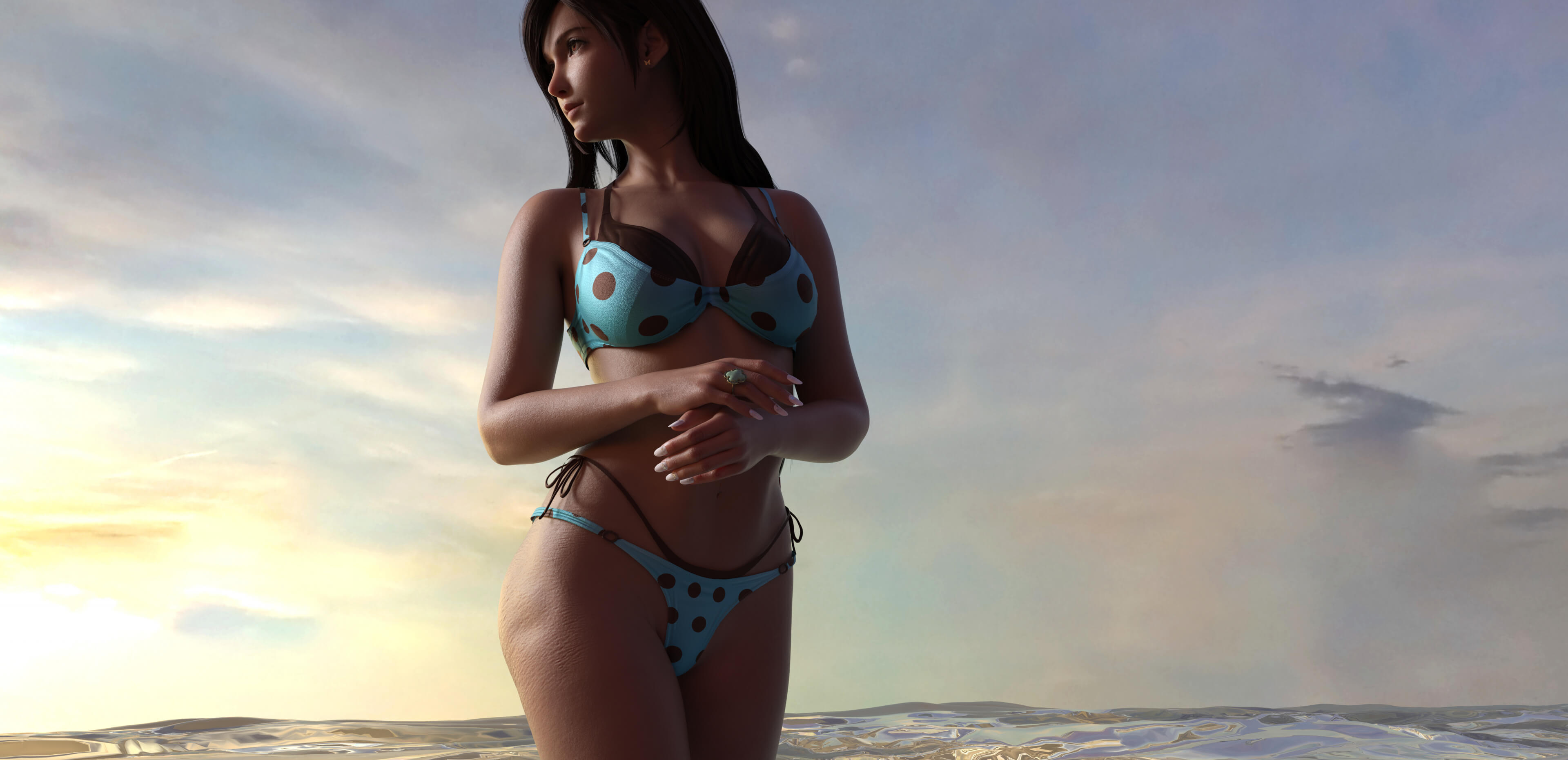 Enjoying a Day at the Beach 3D Render, Digital Artwork by elucien