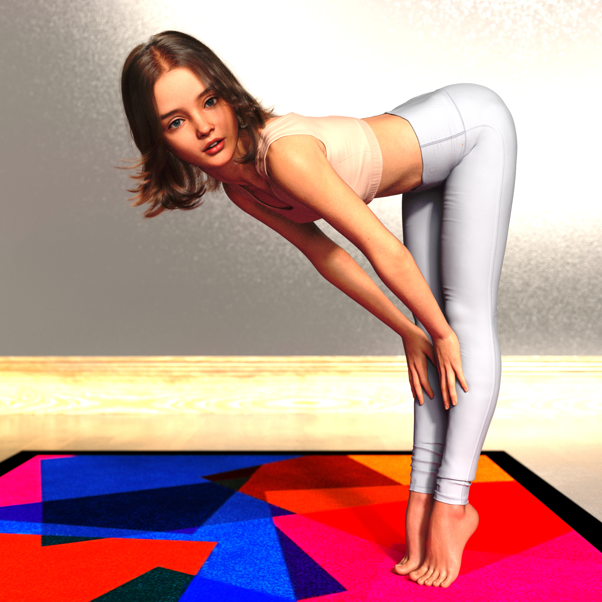 Hope Doing Some Yoga 3D Render, Digital Artwork by eodrange
