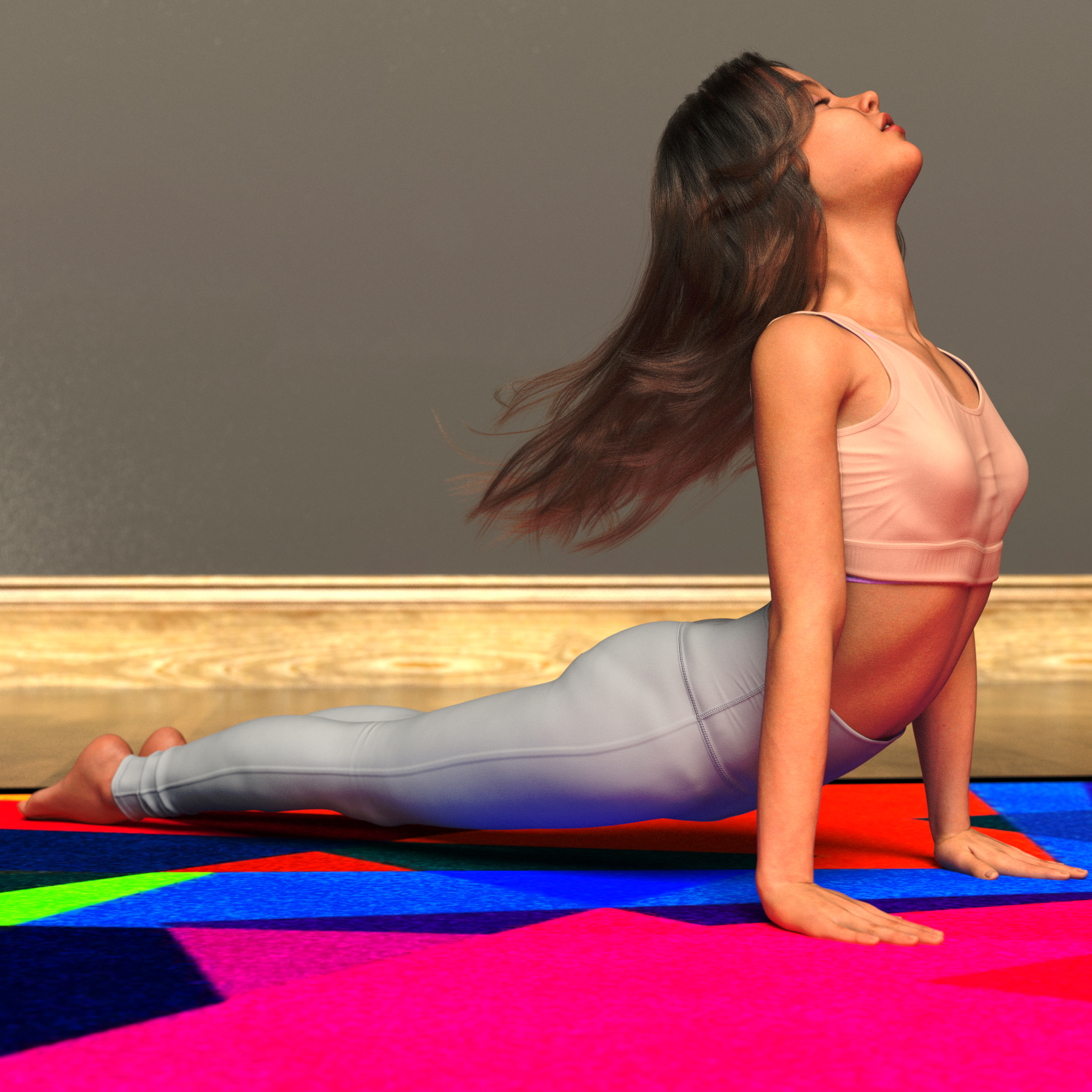 Hope Doing Some Yoga 3D Render, Digital Artwork by eodrange