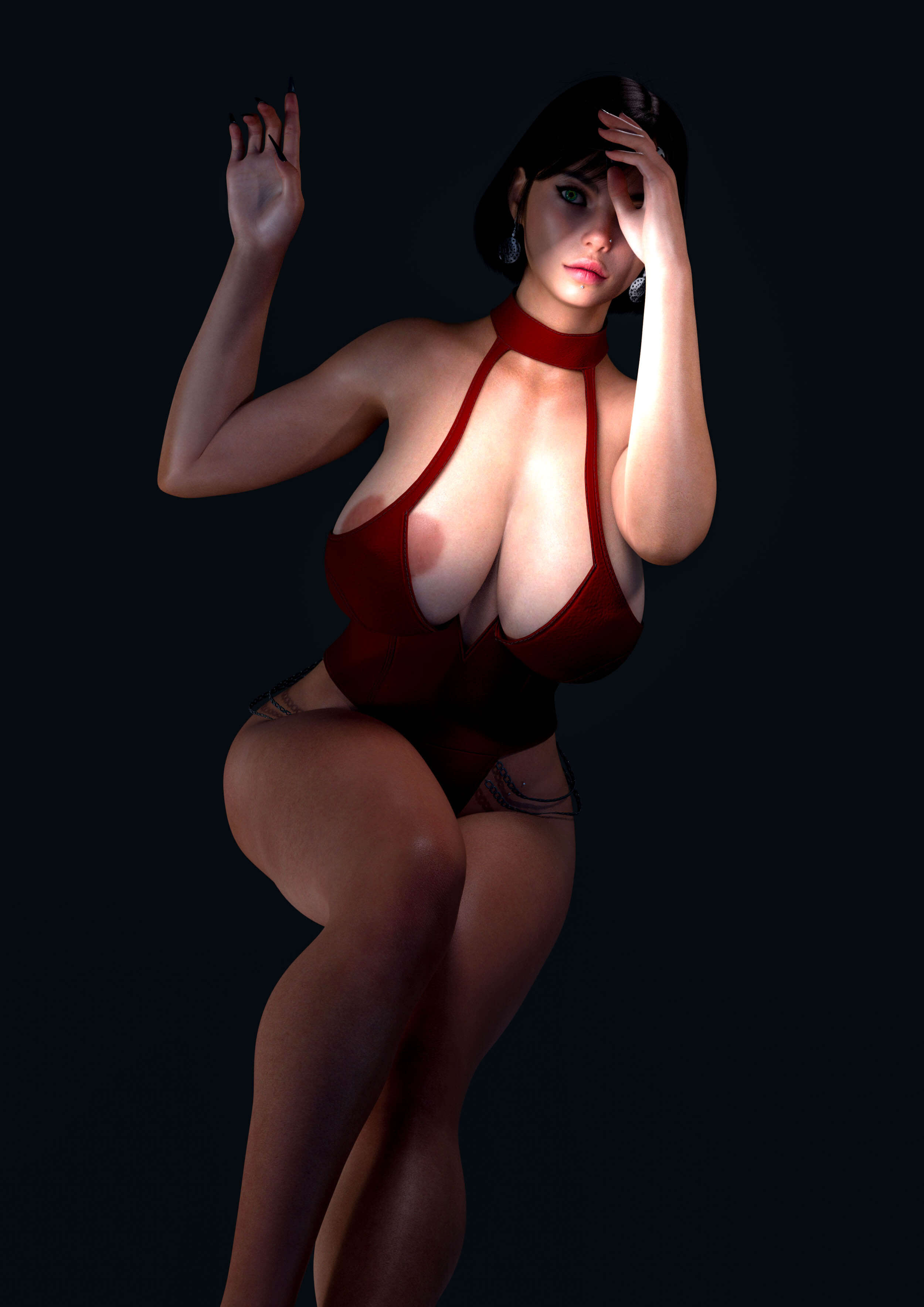 Crimson Chain Bodysuit for Genesis 8 Female Daz Content