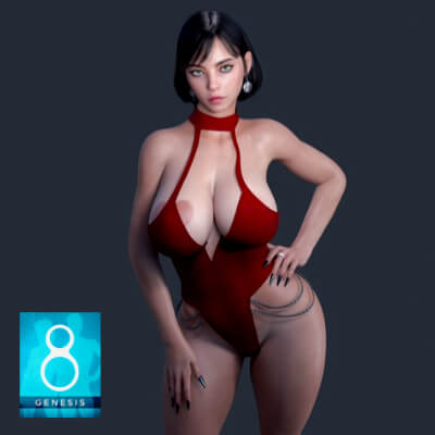 Crimson Chain Bodysuit for Genesis 8 Female