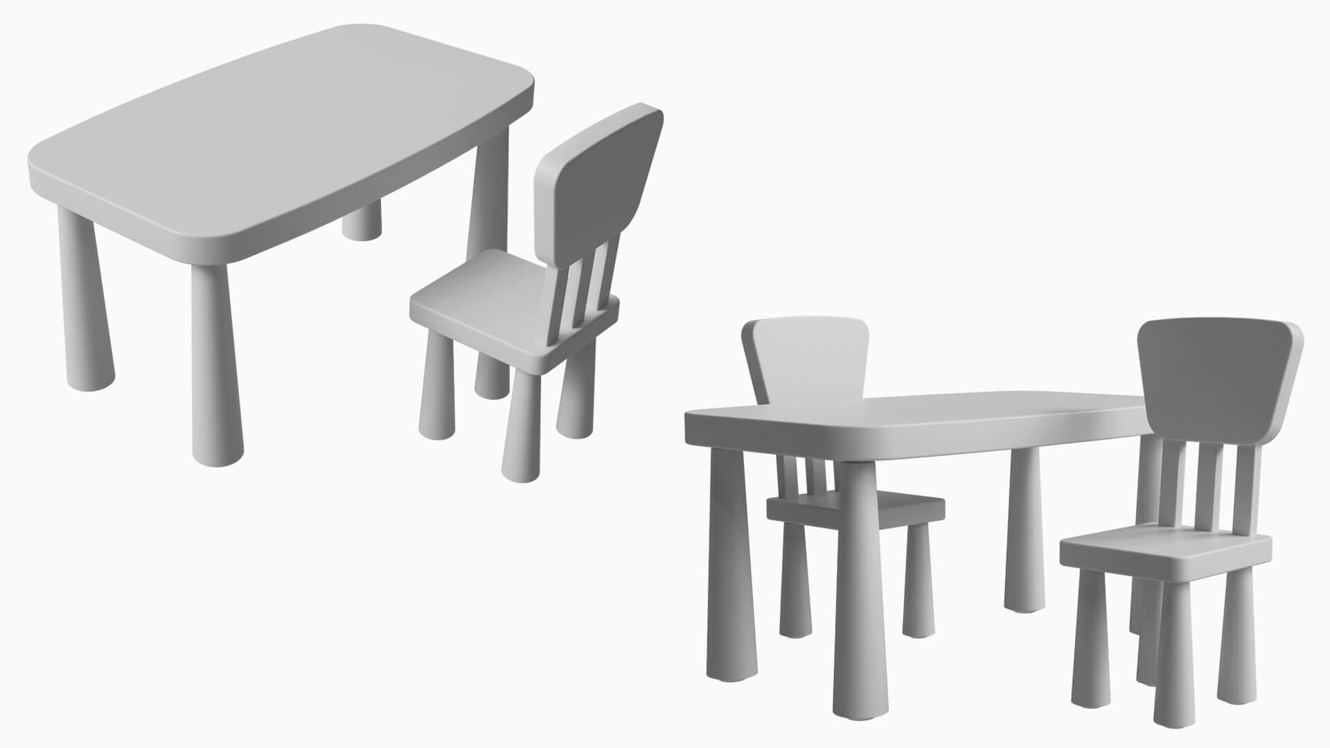 Kindergarten Table and Chair 3D Model