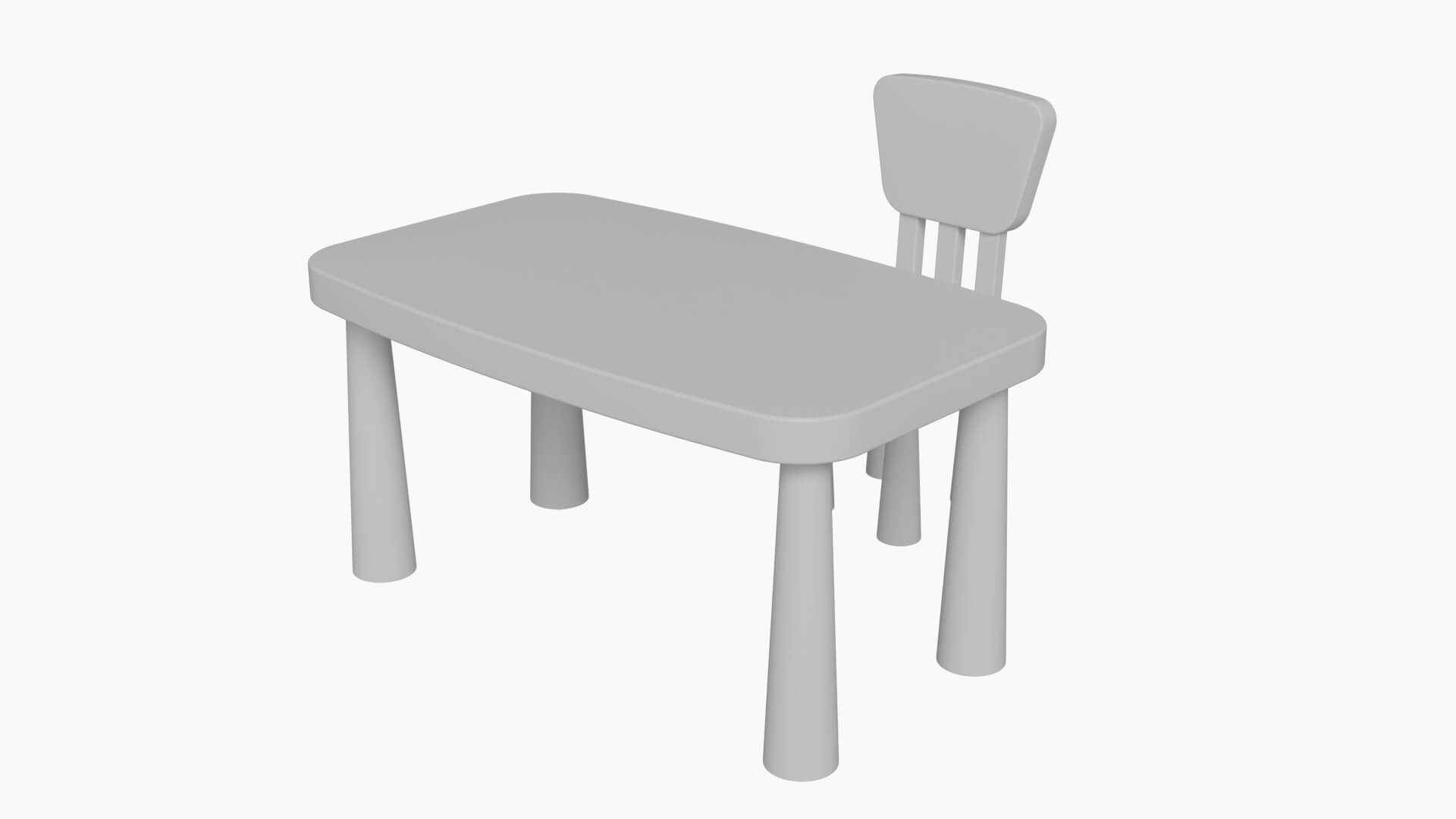 Kindergarten Table and Chair 3D Model