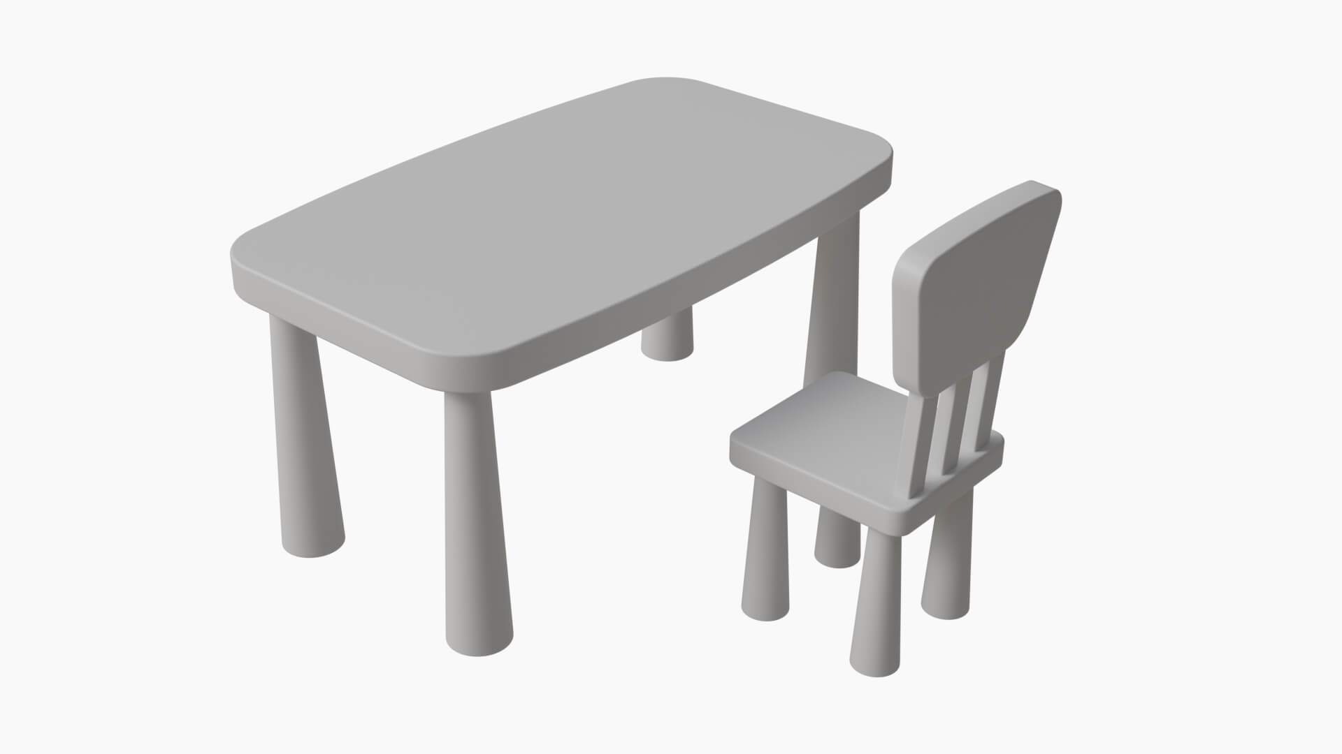 Kindergarten Table and Chair 3D Model