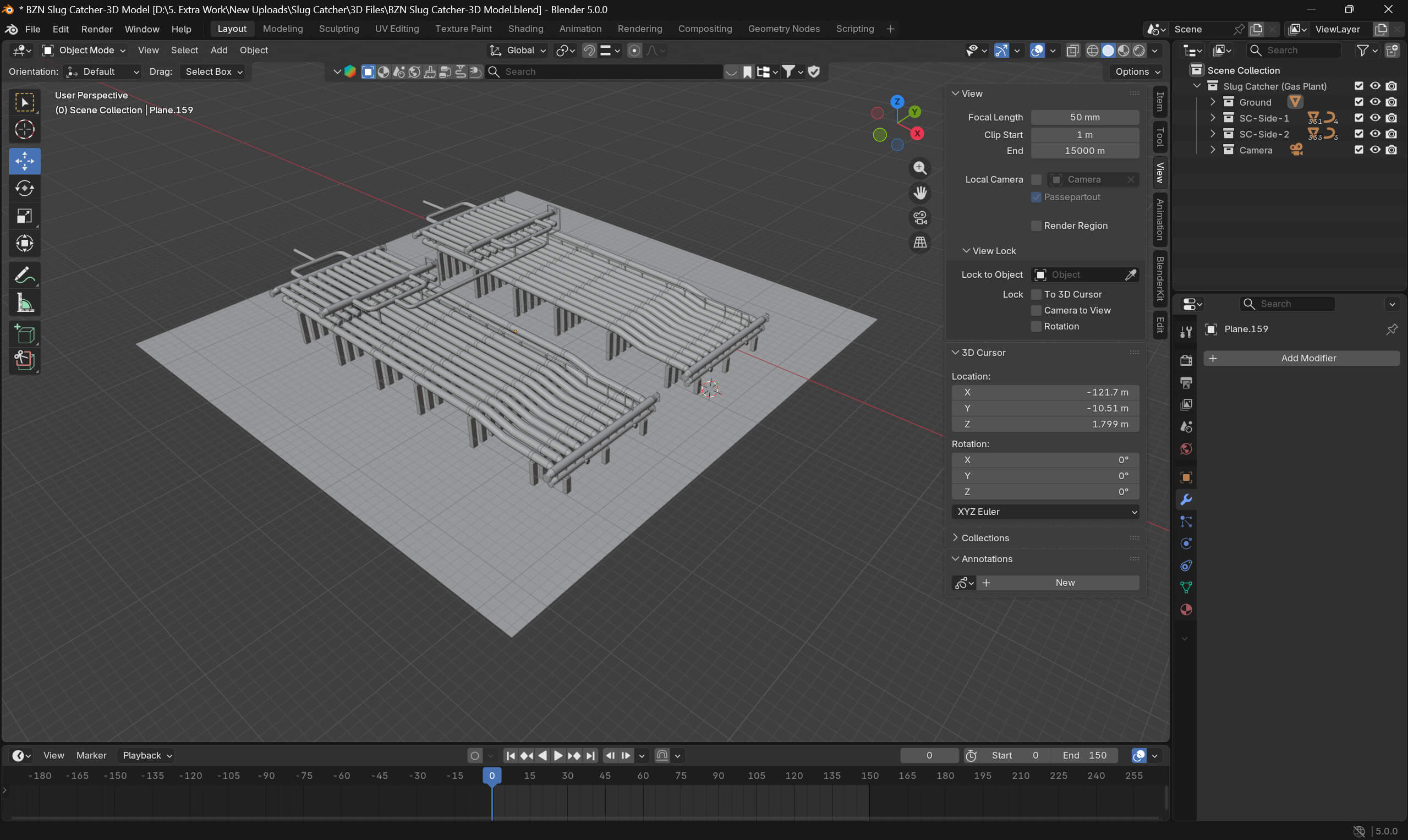 Pipeline Slug Catcher Process Equipment 3D Model