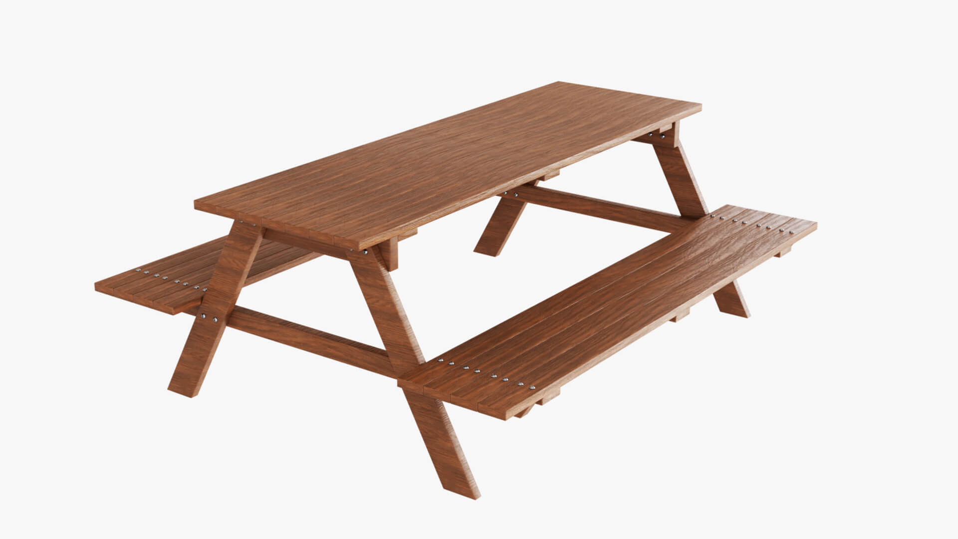 Wooden Park Bench Picnic Table 3D Model