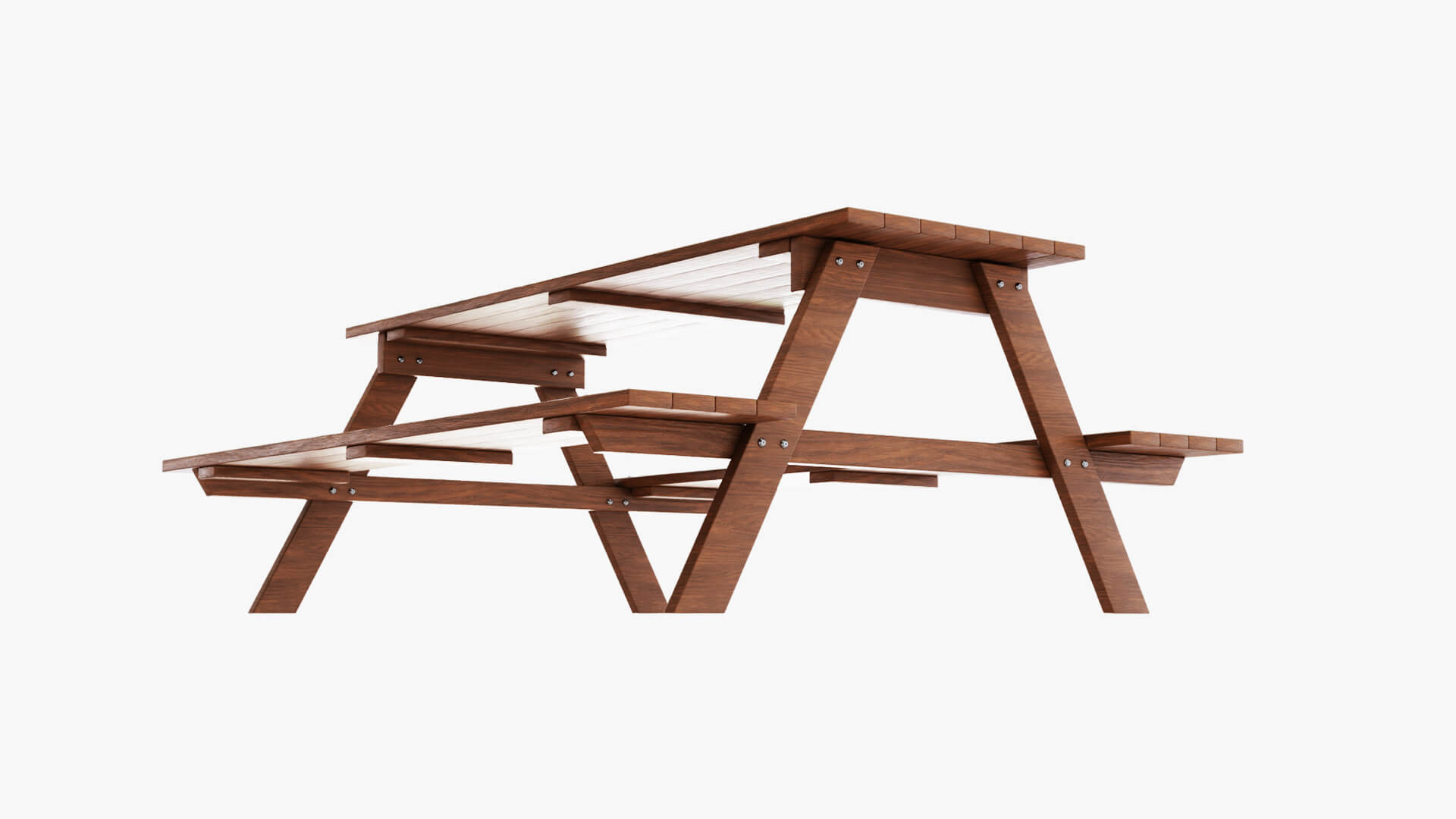 Wooden Park Bench Picnic Table 3D Model