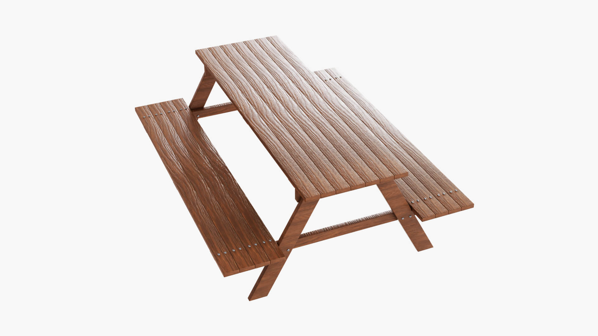 Wooden Park Bench Picnic Table 3D Model