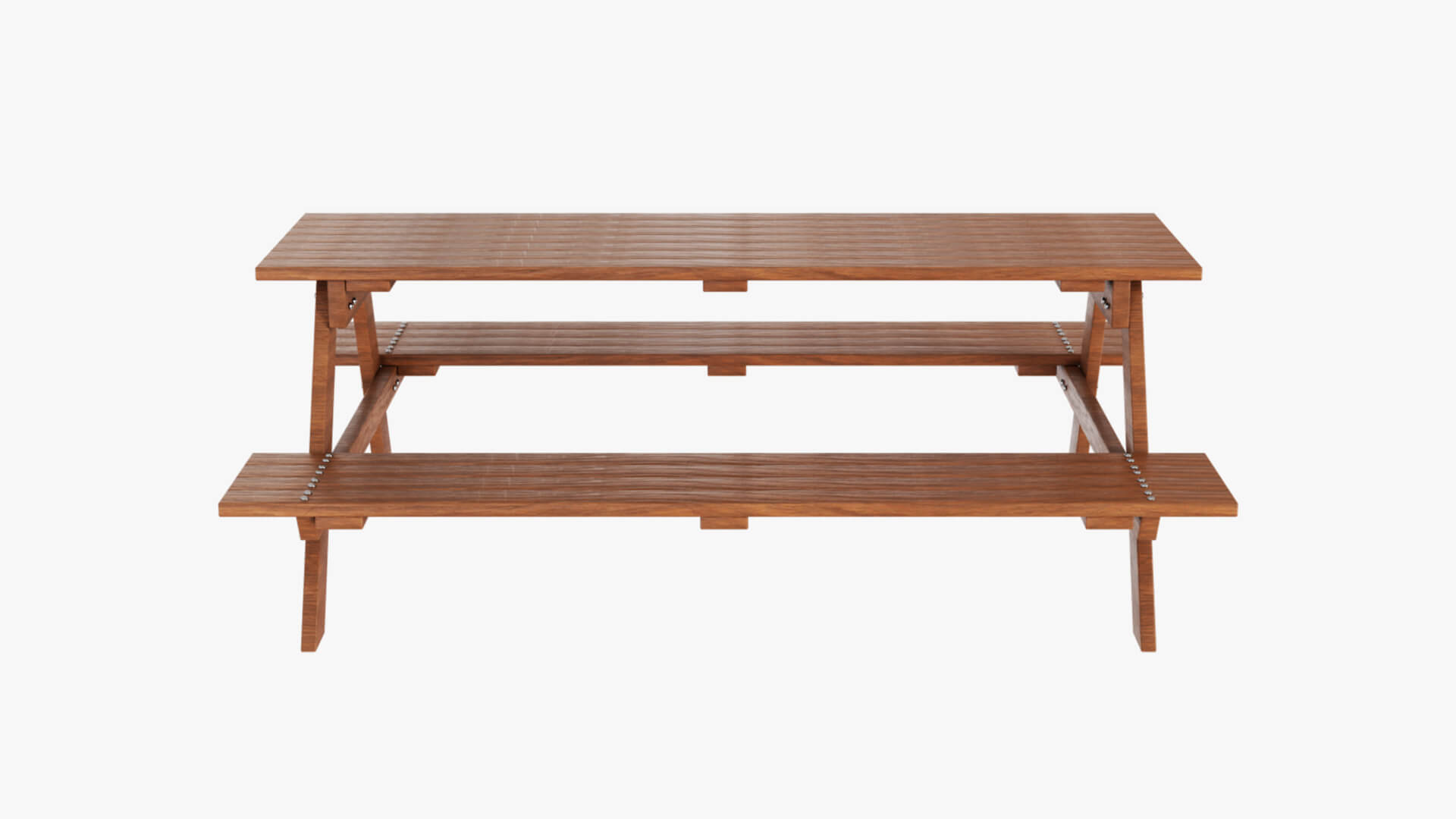 Wooden Park Bench Picnic Table 3D Model