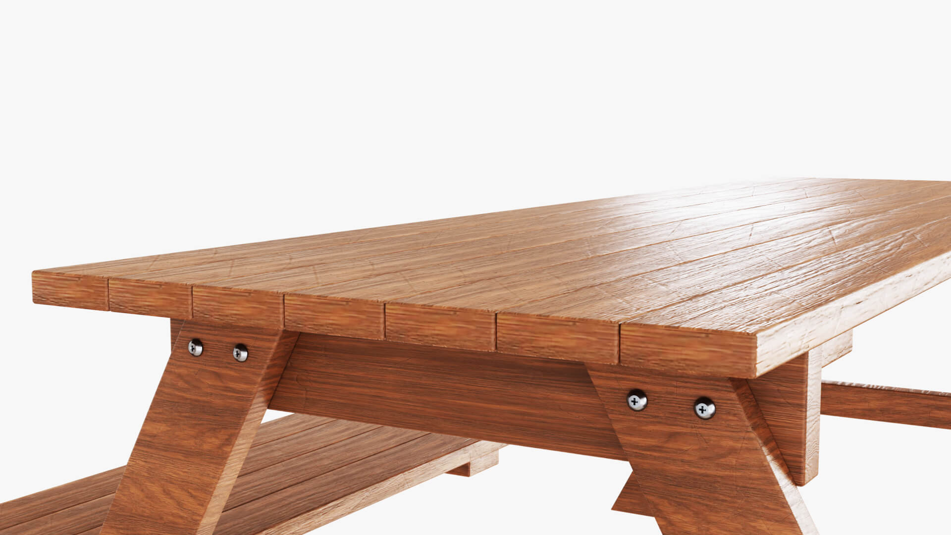Wooden Park Bench Picnic Table 3D Model