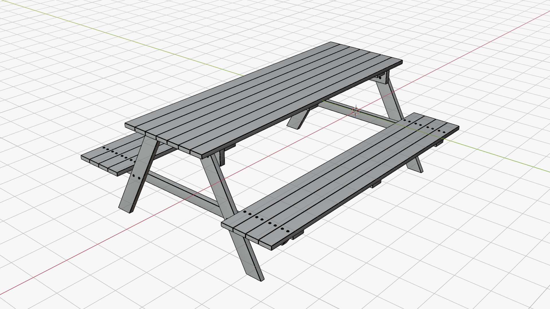 Wooden Park Bench Picnic Table 3D Model