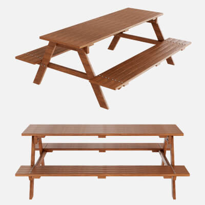 Wooden Park Bench Picnic Table