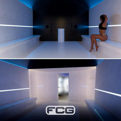 Modern Spa Interior & Hammam Turkish Bath 3D Model