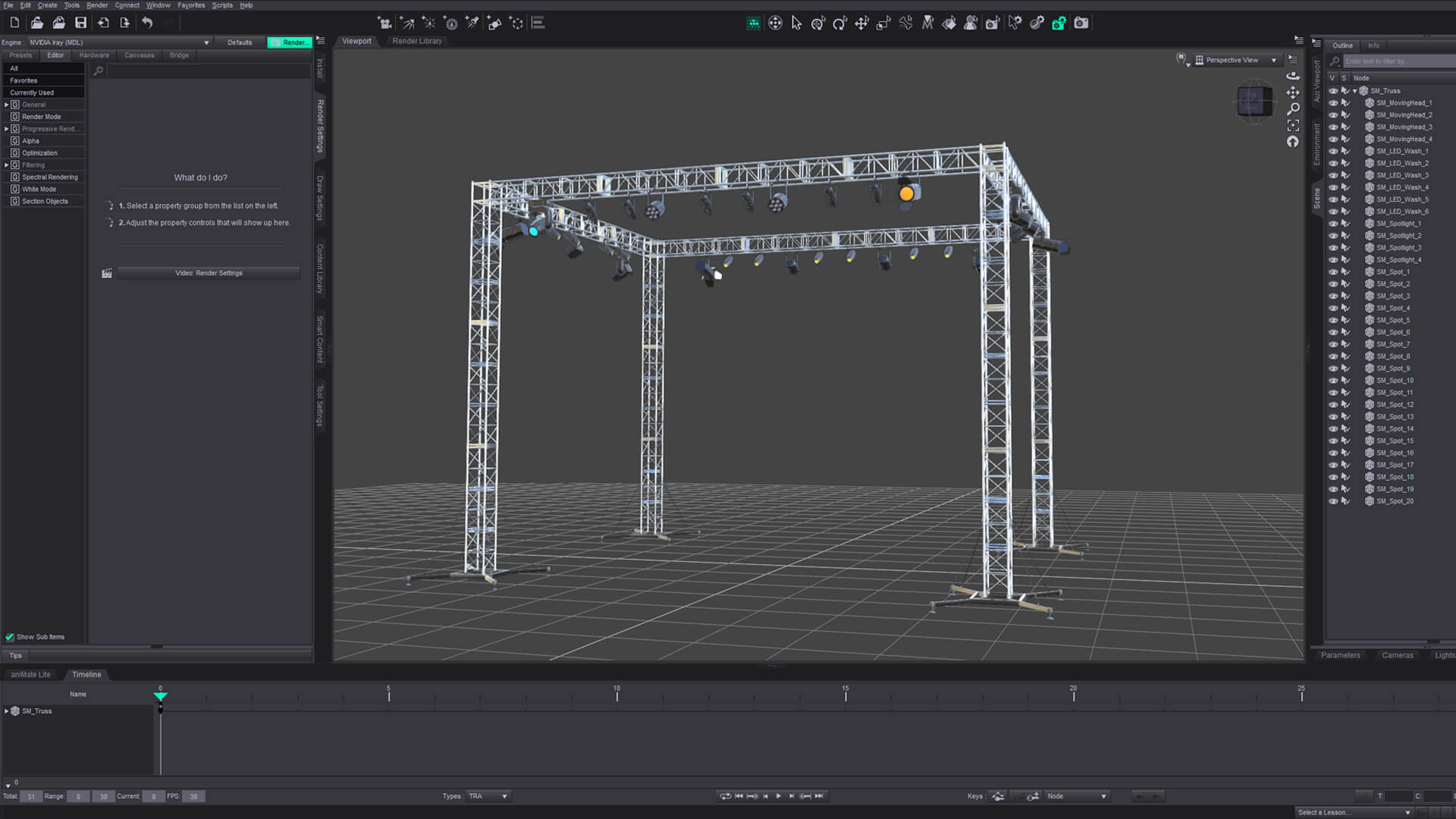 Stage Truss Lighting Rig Vol 1 - Square for DAZ Studio Daz Content