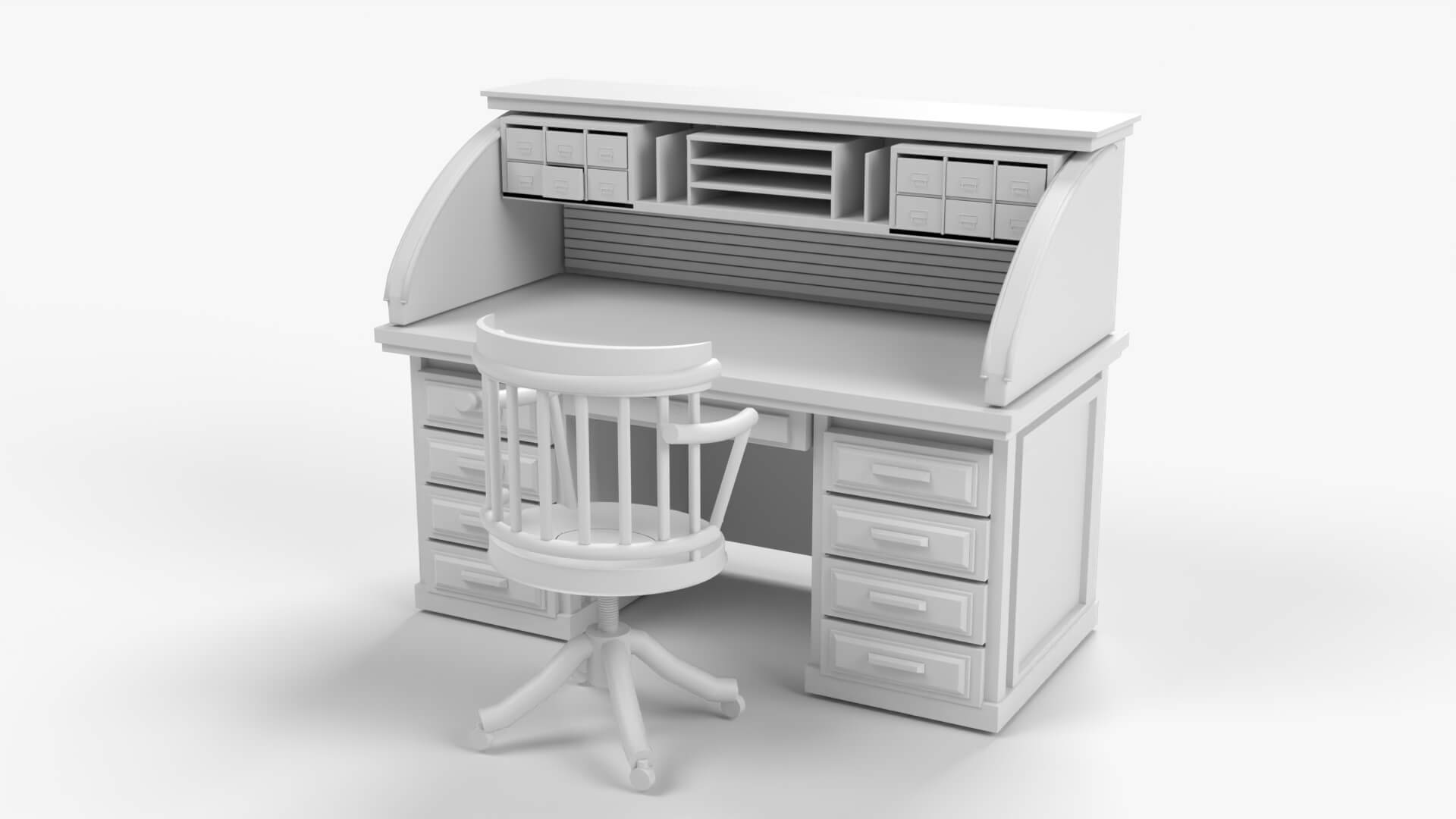 Antique Writing Desk 3D Model