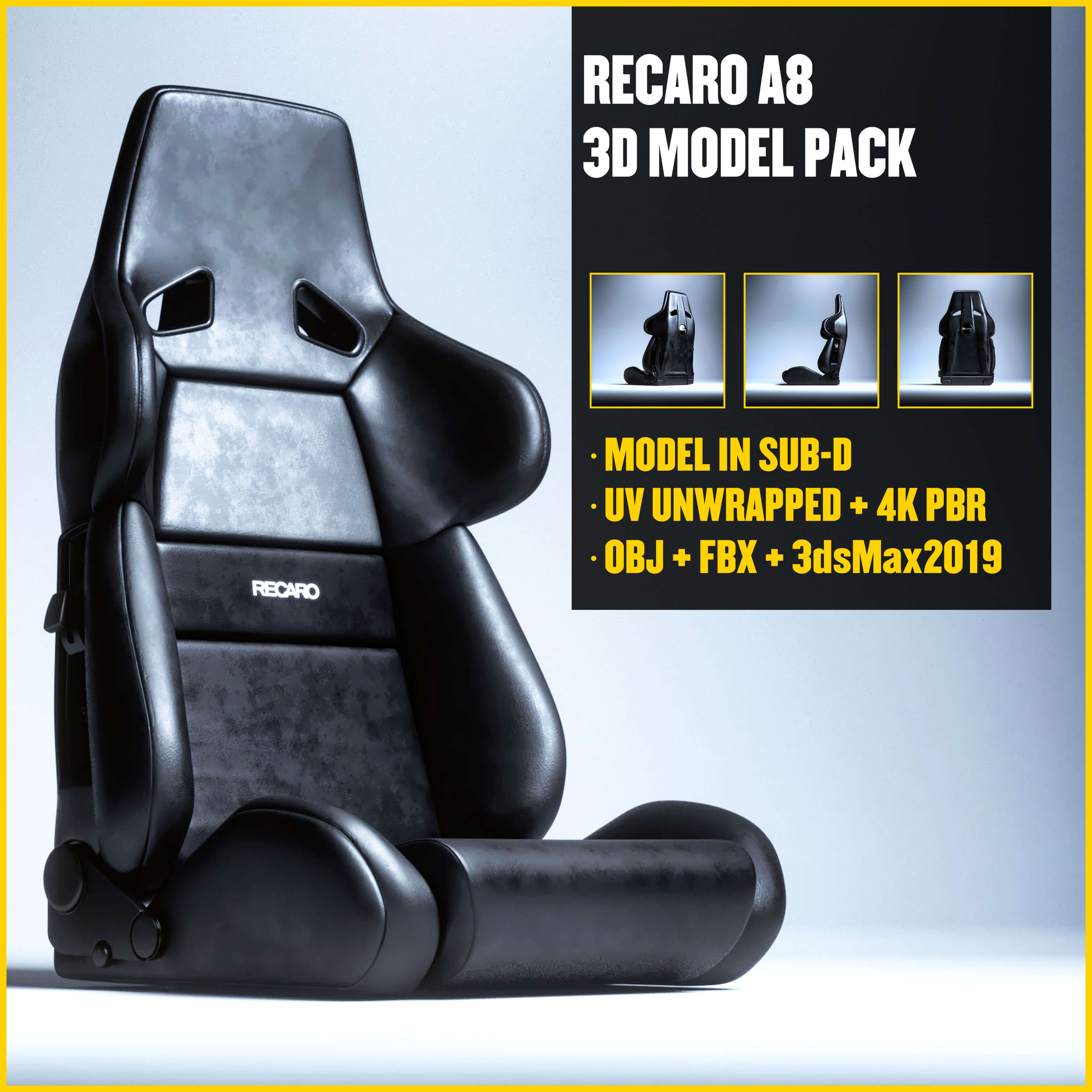 RECARO A8 Racing Seat 3D Model