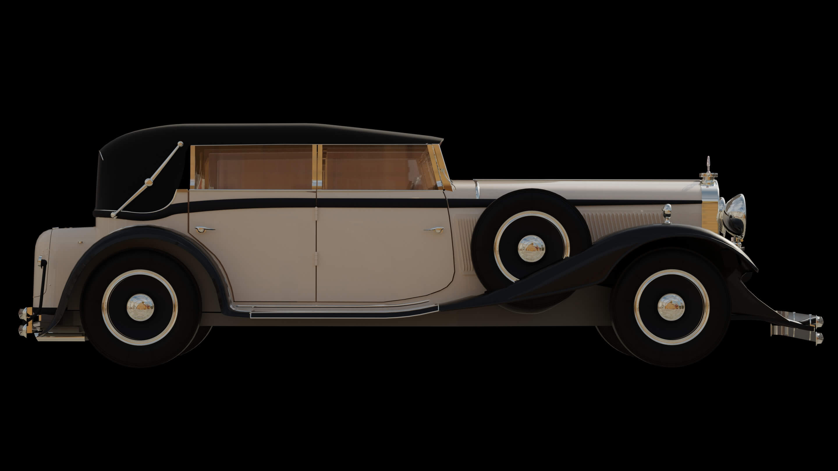 Classic 1930s Luxury Vintage Limousine 3D Model
