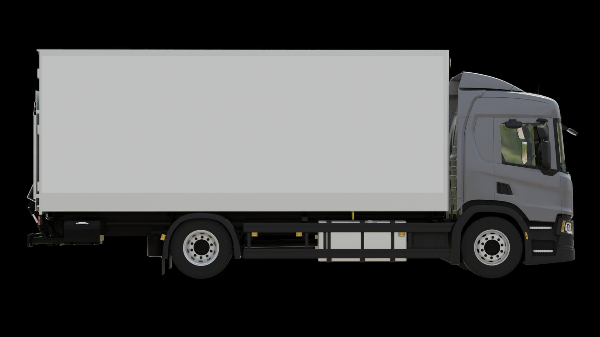 Commercial Box Truck Rigged 3D Model