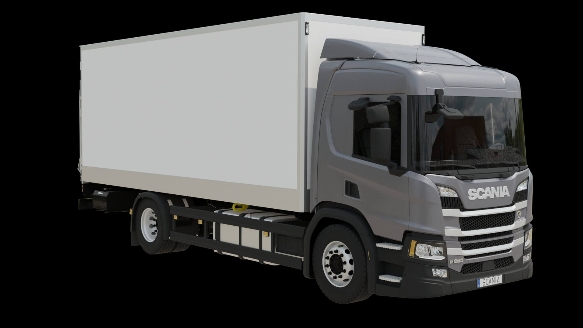 Commercial Box Truck Rigged 3D Model