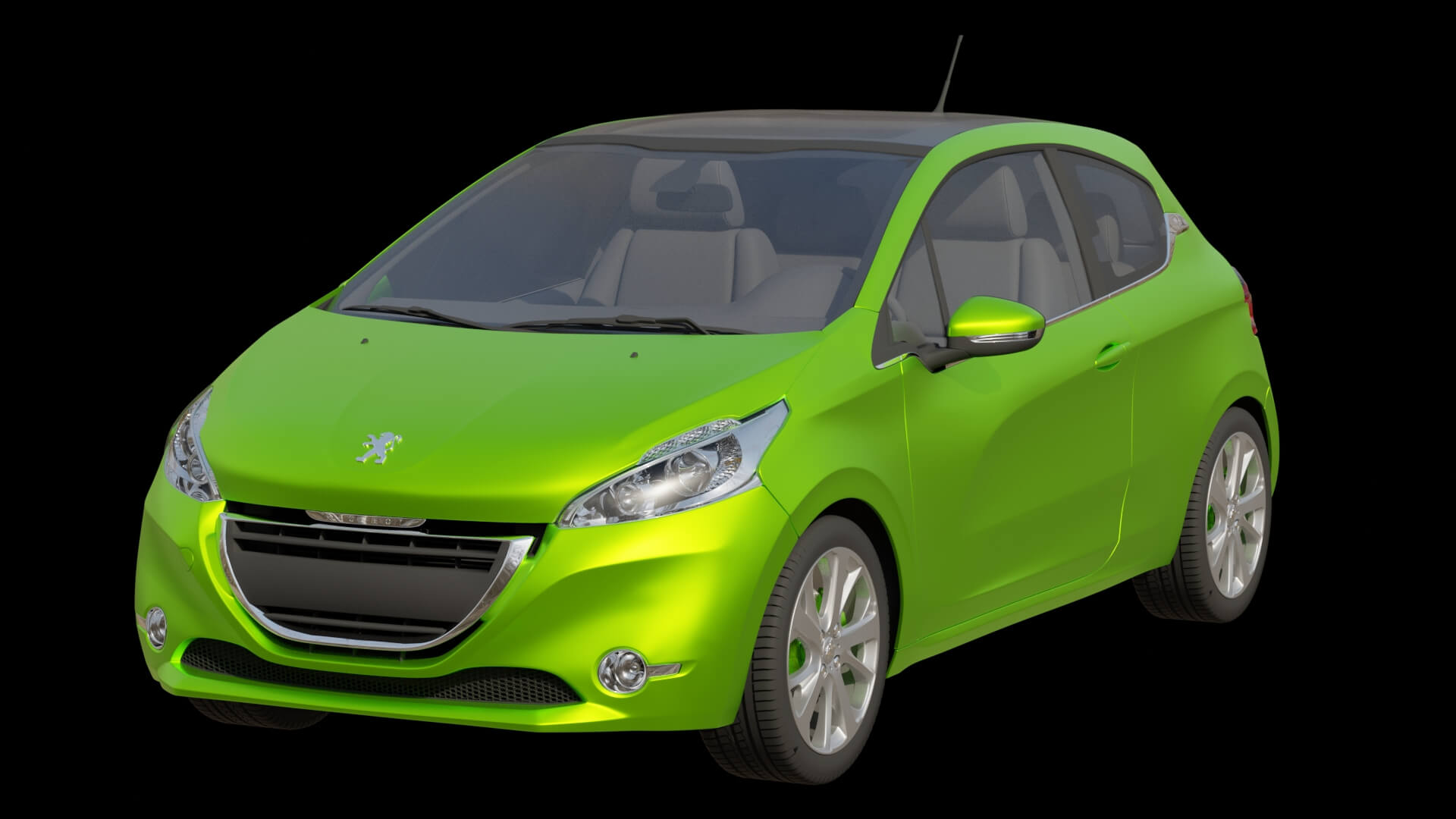 Compact City Hatchback Car Rigged 3D Model