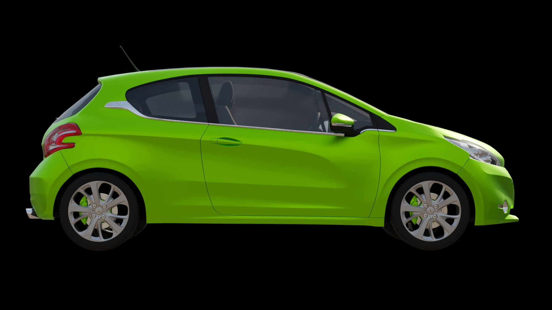 Compact City Hatchback Car Rigged 3D Model