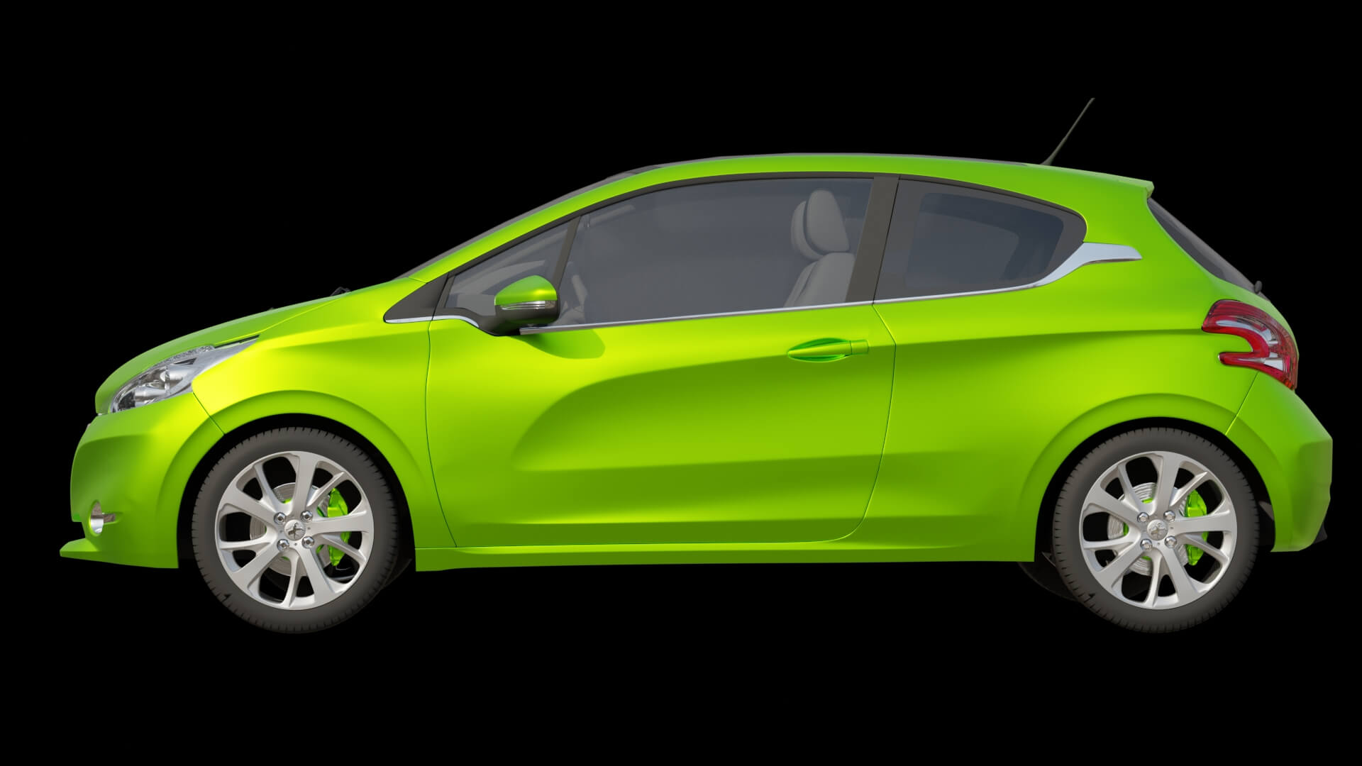 Compact City Hatchback Car Rigged 3D Model