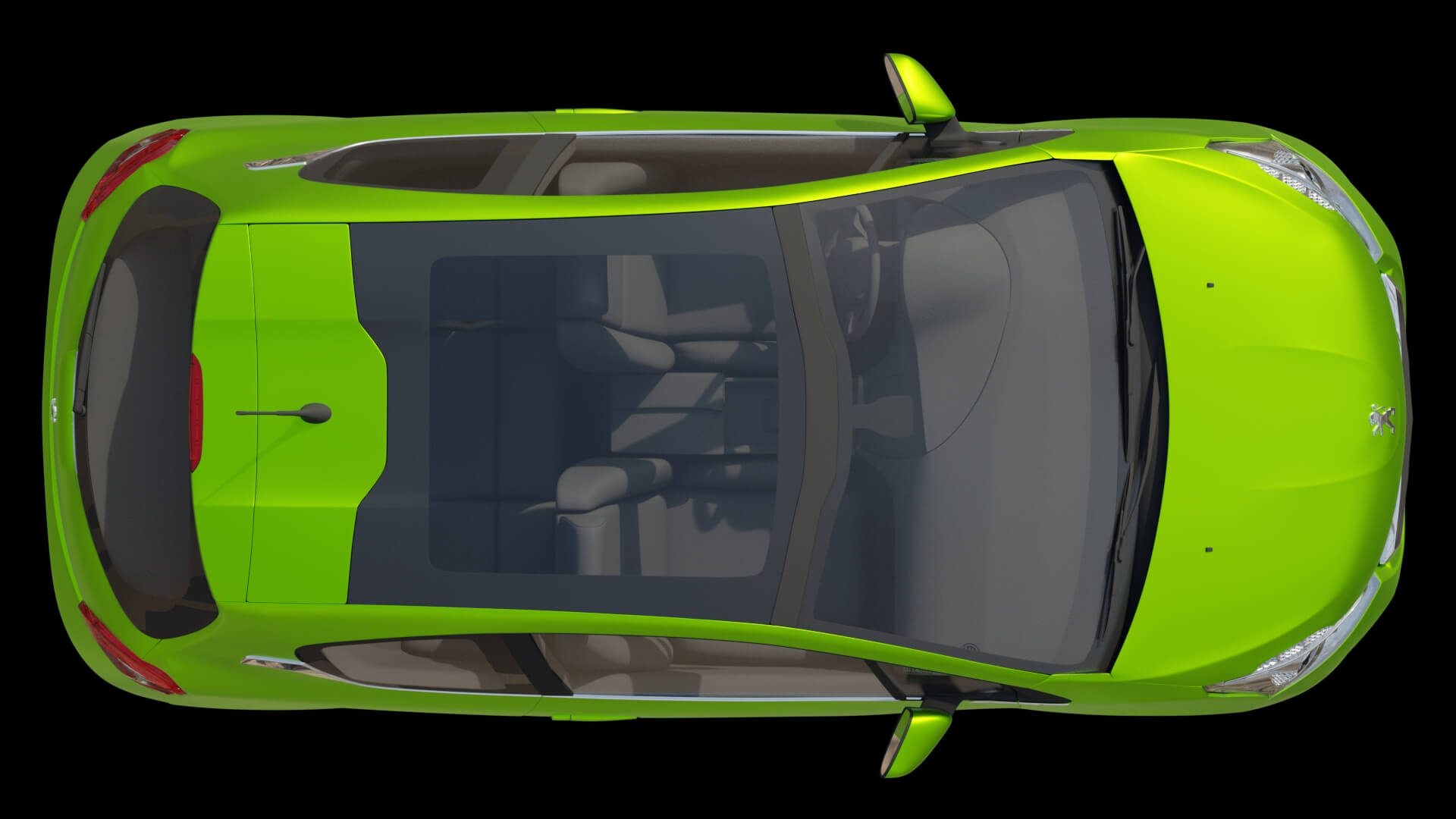 Compact City Hatchback Car Rigged 3D Model