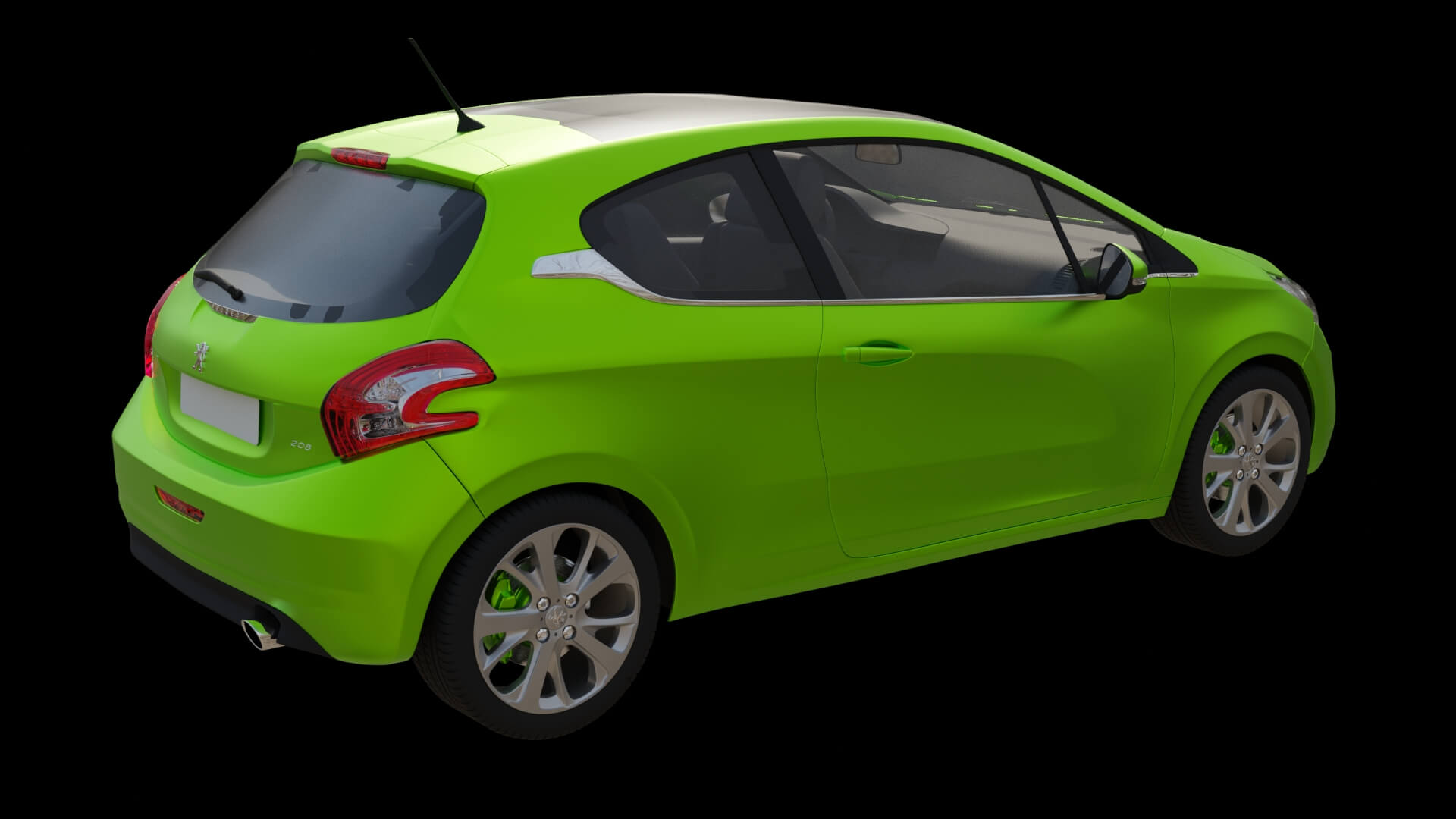 Compact City Hatchback Car Rigged 3D Model