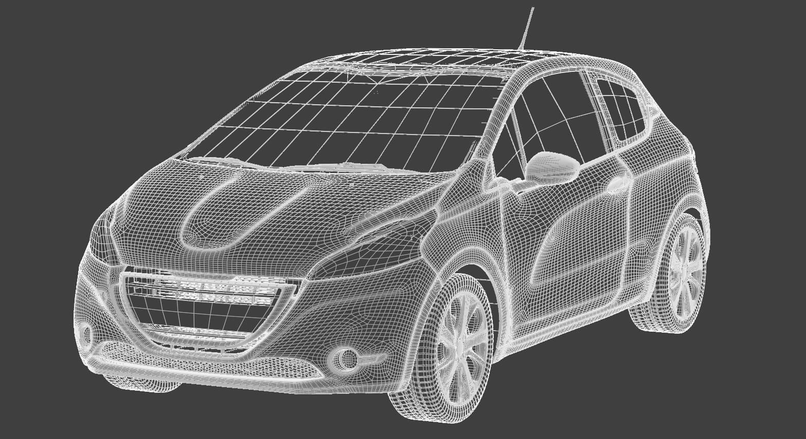 Compact City Hatchback Car Rigged 3D Model