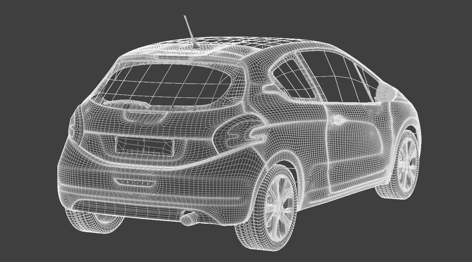 Compact City Hatchback Car Rigged 3D Model