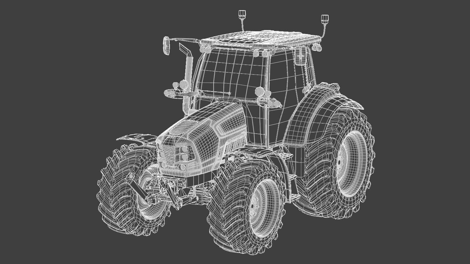 Heavy Duty Agricultural Tractor Rigged 3D Model