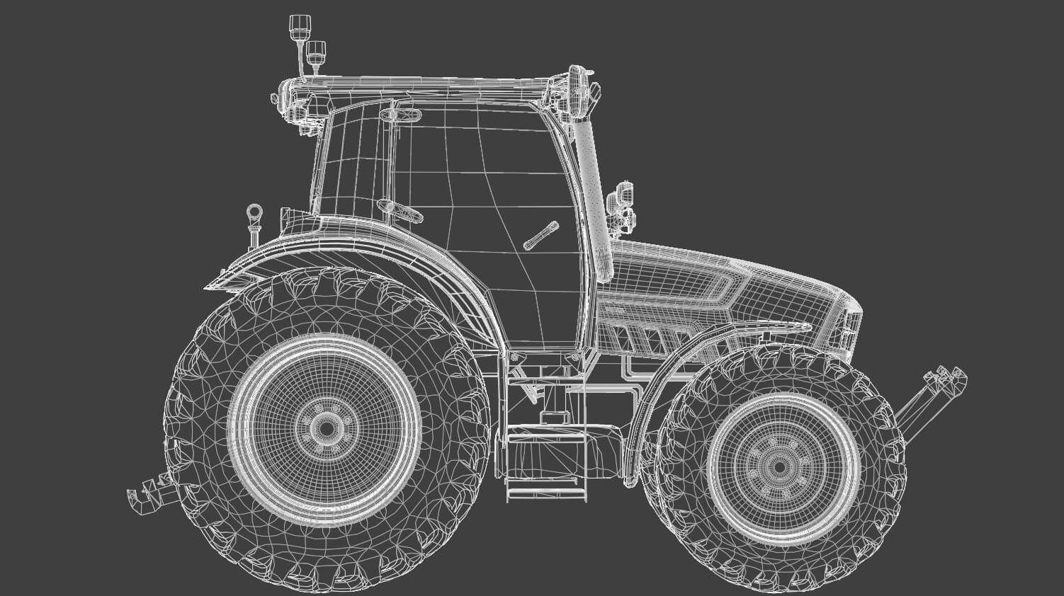 Heavy Duty Agricultural Tractor Rigged 3D Model
