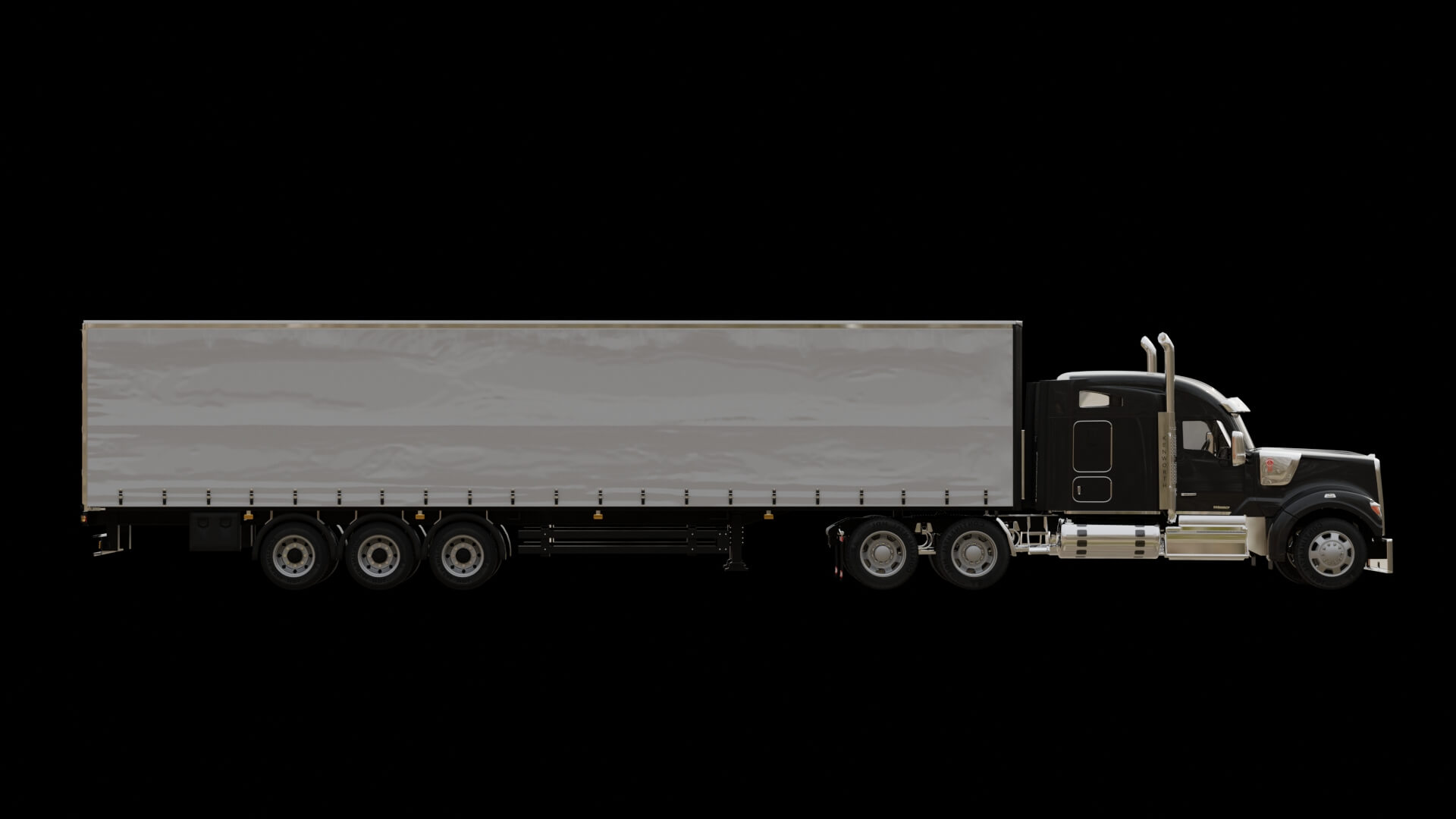 Heavy Duty Truck with Cargo Trailer Rigged 3D Model