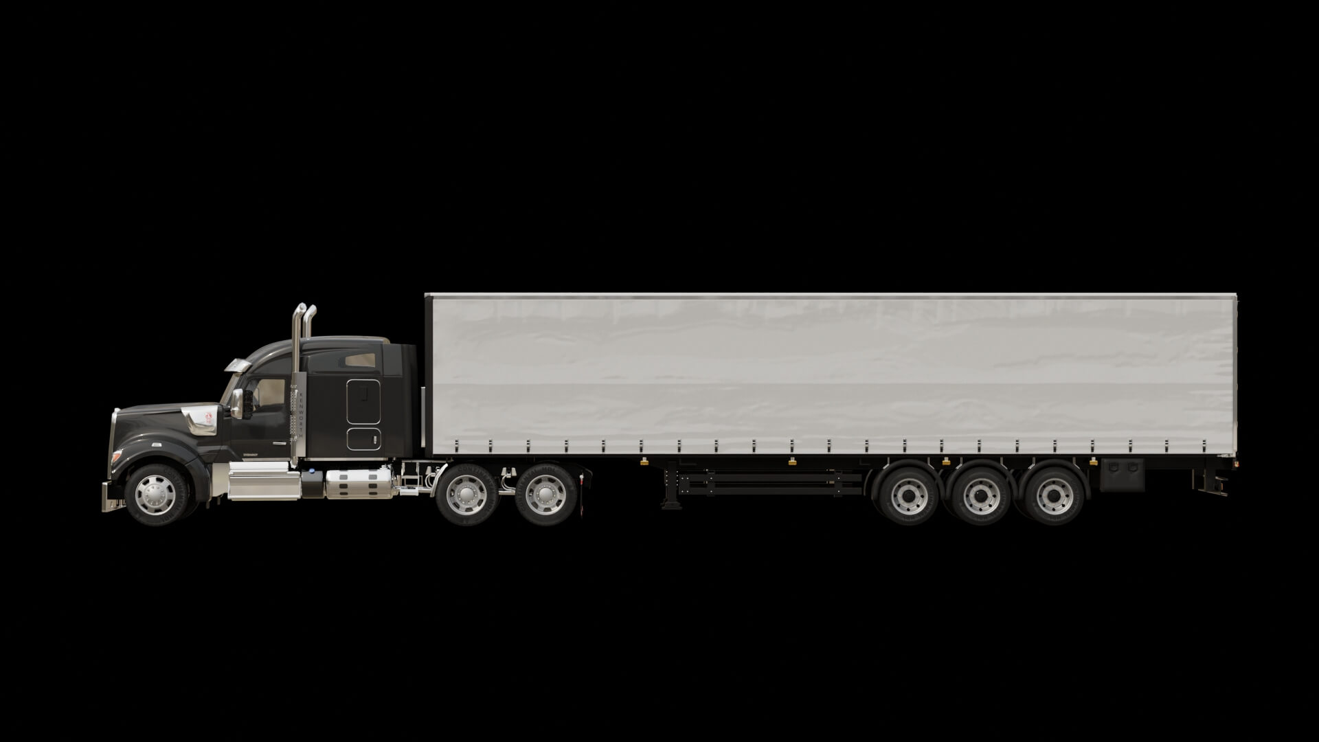 Heavy Duty Truck with Cargo Trailer Rigged 3D Model