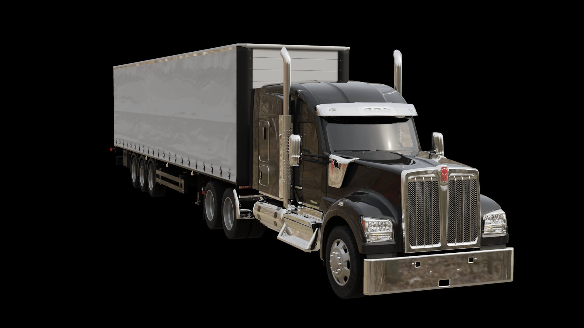 Heavy Duty Truck with Cargo Trailer Rigged 3D Model