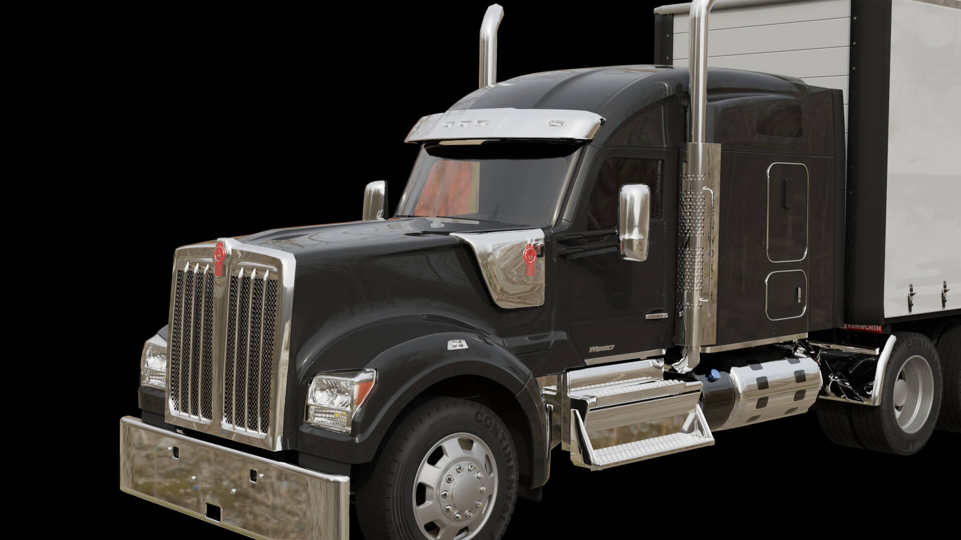 Heavy Duty Truck with Cargo Trailer Rigged 3D Model