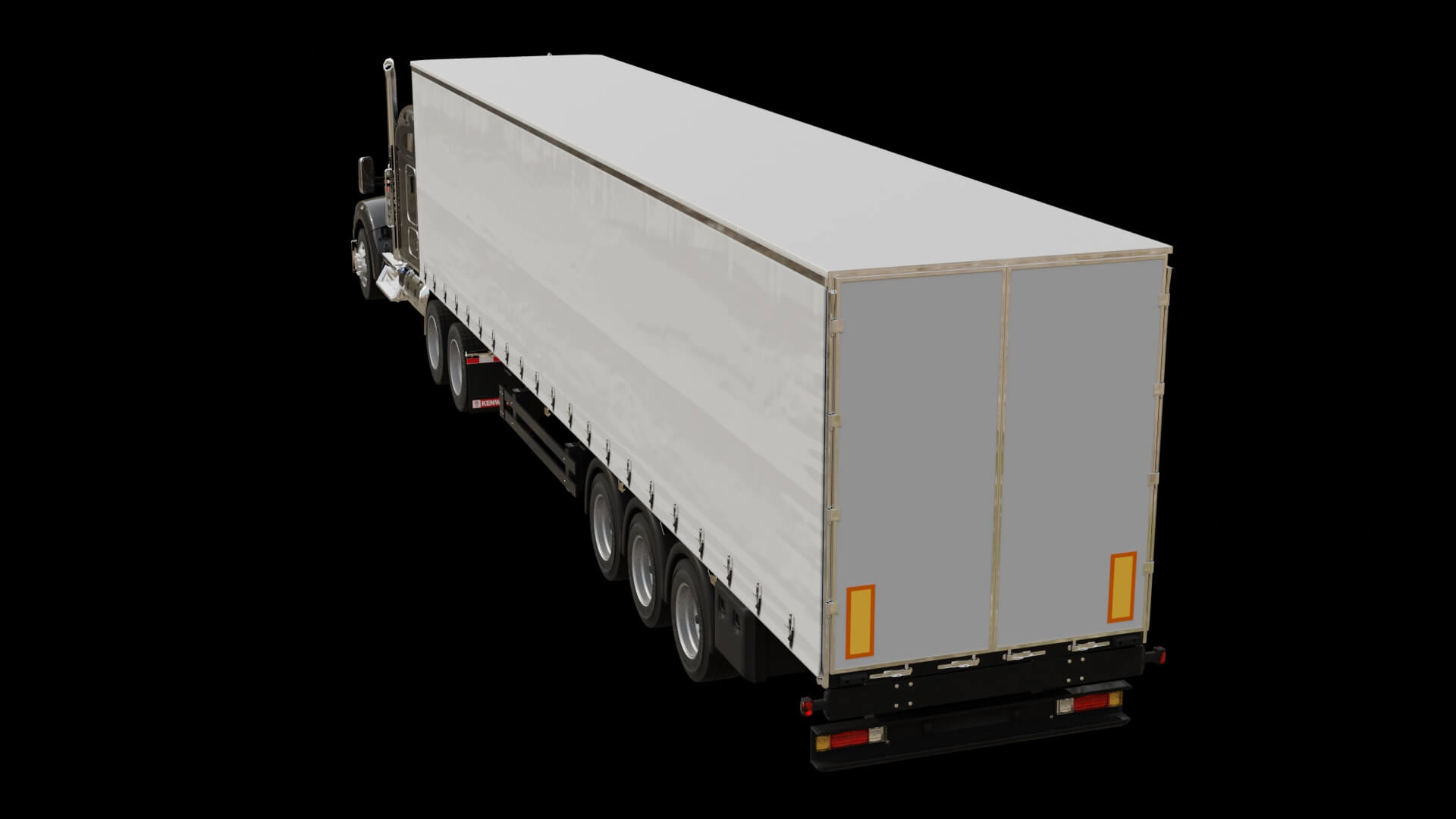 Heavy Duty Truck with Cargo Trailer Rigged 3D Model