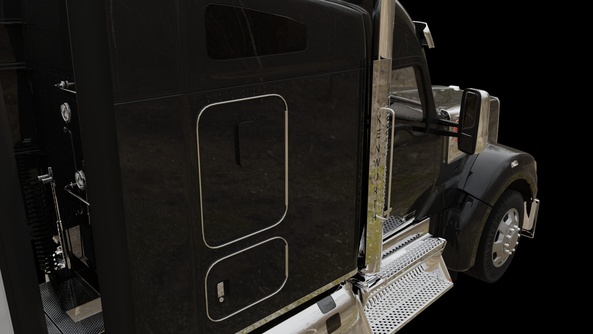 Heavy Duty Truck with Cargo Trailer Rigged 3D Model