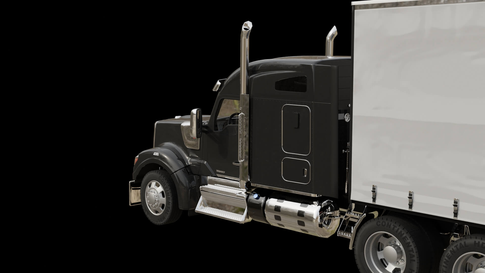 Heavy Duty Truck with Cargo Trailer Rigged 3D Model