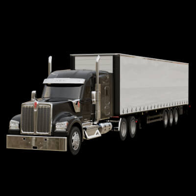 Heavy Duty Truck with Cargo Trailer Rigged