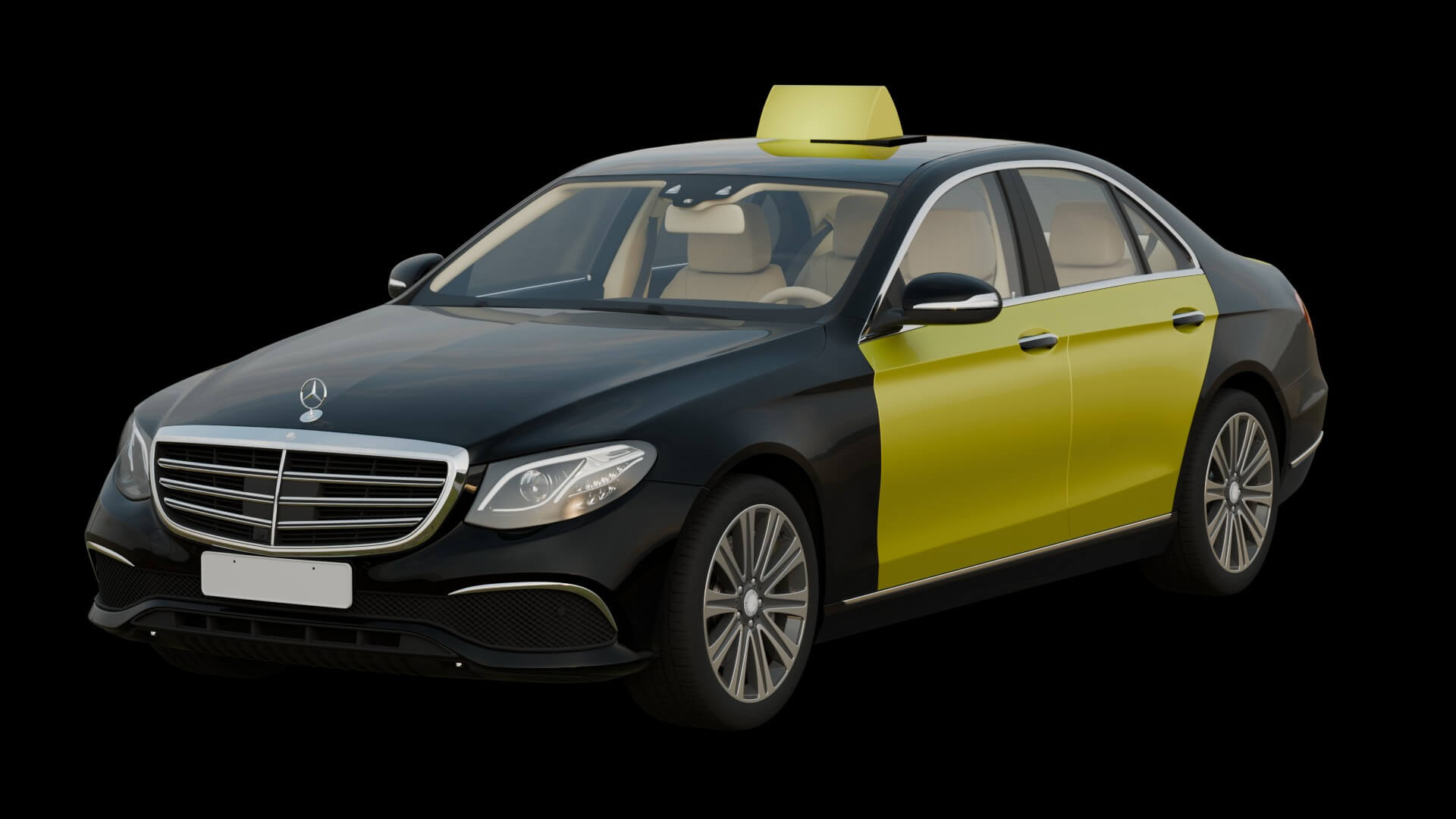 Luxury Taxi Sedan Rigged 3D Model