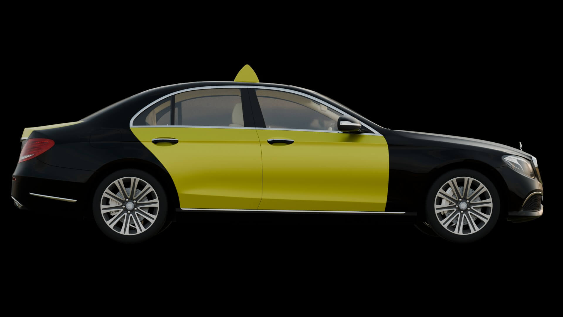 Luxury Taxi Sedan Rigged 3D Model