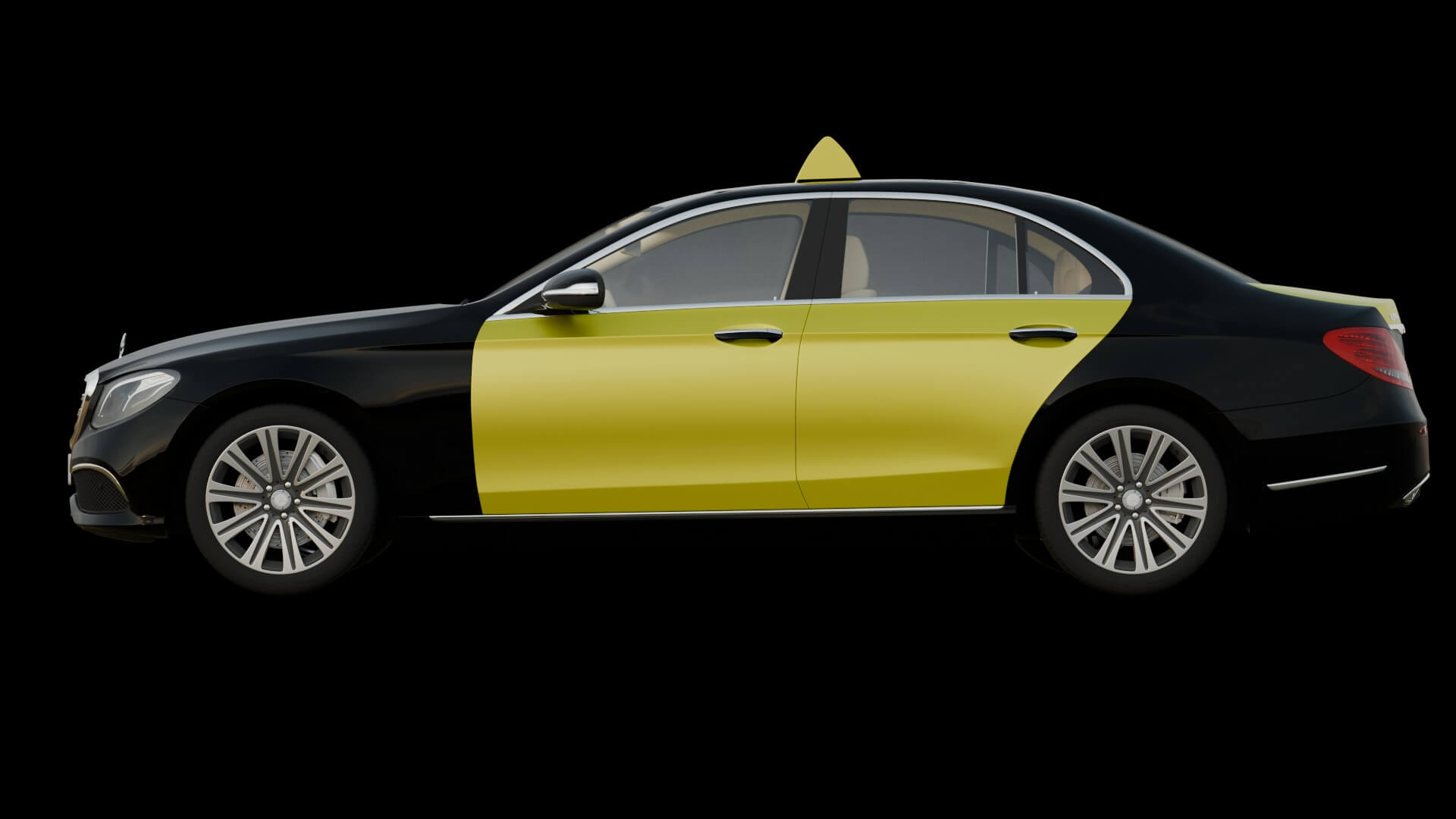 Luxury Taxi Sedan Rigged 3D Model