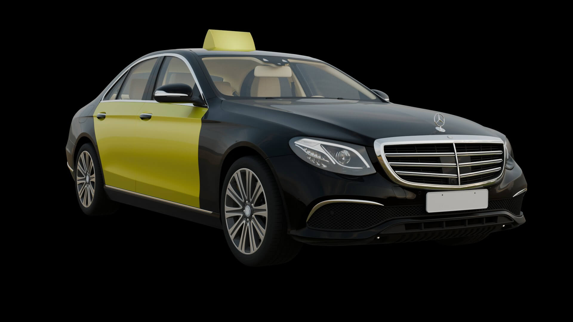 Luxury Taxi Sedan Rigged 3D Model